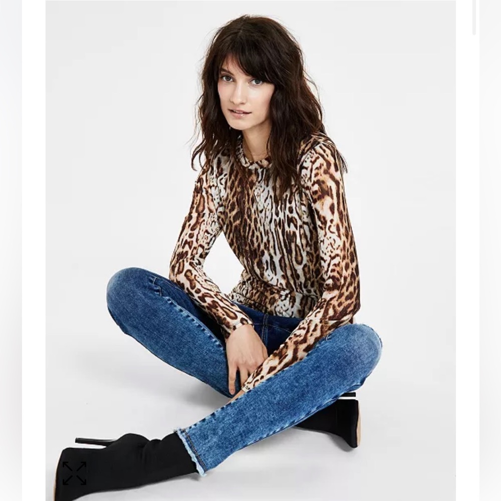 INC Leopard Sheer Top NWT